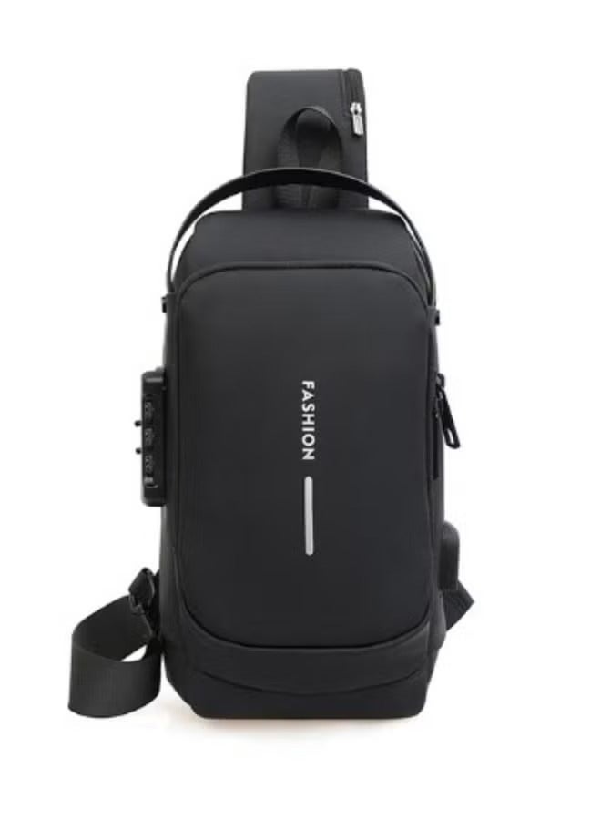 فاشون حقيبة كتف مضادة للسرقة للرجال، حقيبة كتف رياضية مضادة للسرقة، حقيبة كتف مضادة للسرقة، حقيبة صدر مضادة للماء، حقيبة دراجة نارية، شحن يو اس بي، حقائب كتف ماسنجر - Image 2